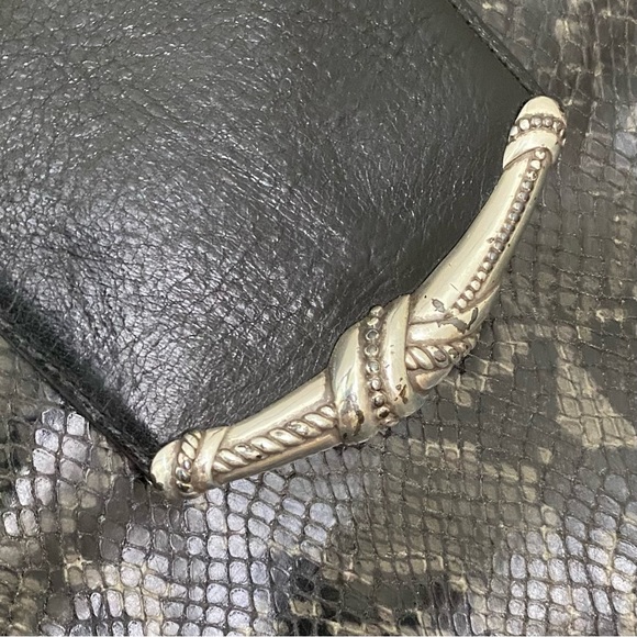 Vintage BRIGHTON Black Snakeskin Leather Adjustable Strap Shoulder Bag - Picture 16 of 16